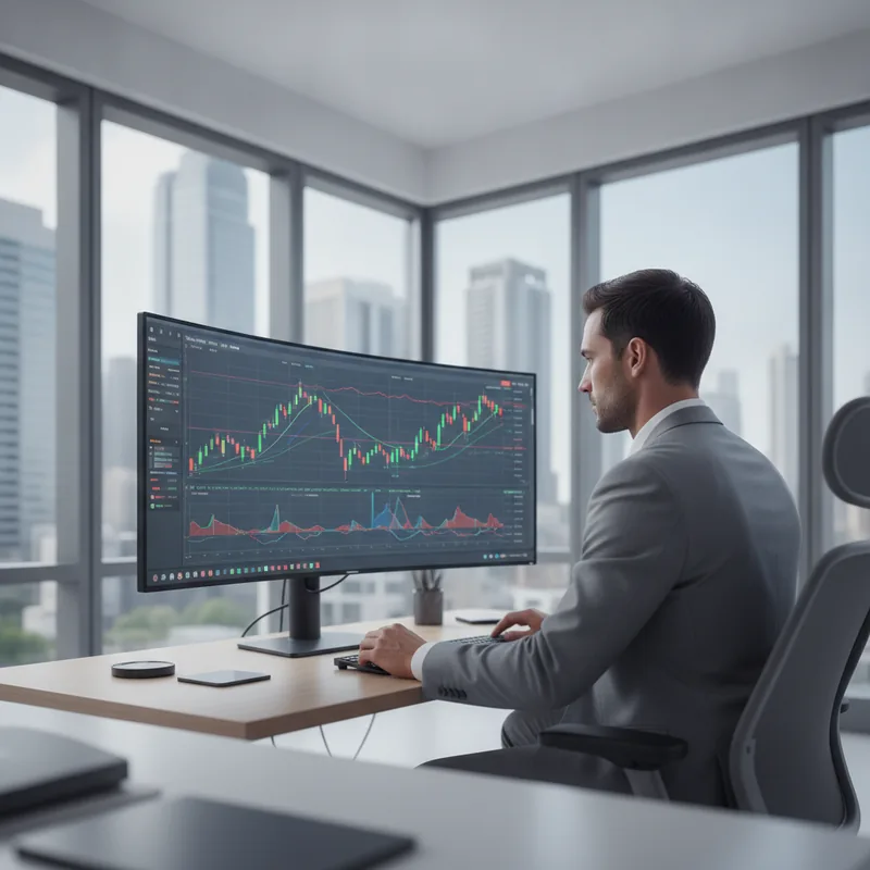 Focused investor reviewing a portfolio strategy on screen